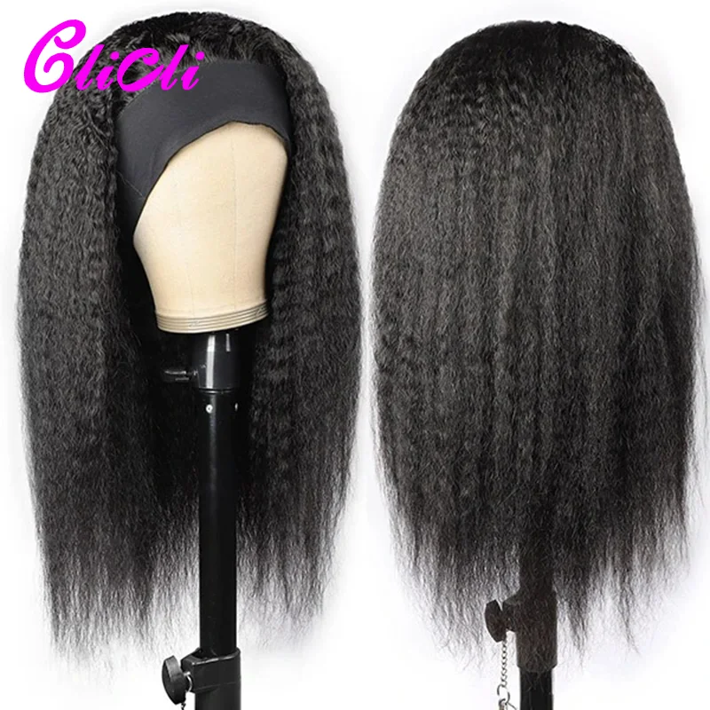 

Headband Wig Human Hair Kinky Straight Headband Wigs For Black Women Full Machine Made Brazilian Human Hair Wig Remy 180%