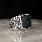 Мужское синий ониксовый камень handmade серебряное кольцо ручной работы с индивидуальным дизайном, Сделано в Турции