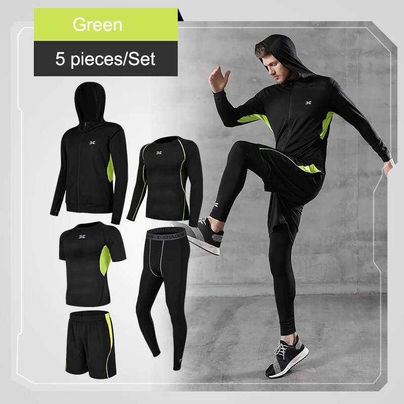 Dry Fit Men's Training Sportswear Set Gym Fitness Compression Sport Suit Jogging Tight Sports Wear Clothes 4XL5XL Oversized Male