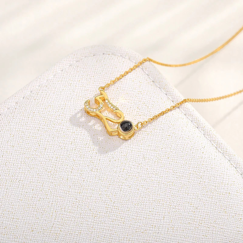 Ожерелье женское из нержавеющей стали с проекцией на 100 языках|Ожерелья