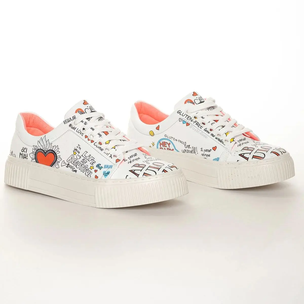 

Women's Sports White Patterned Daily Running Street Walking New Season Shoes Made of 1st Quality Material