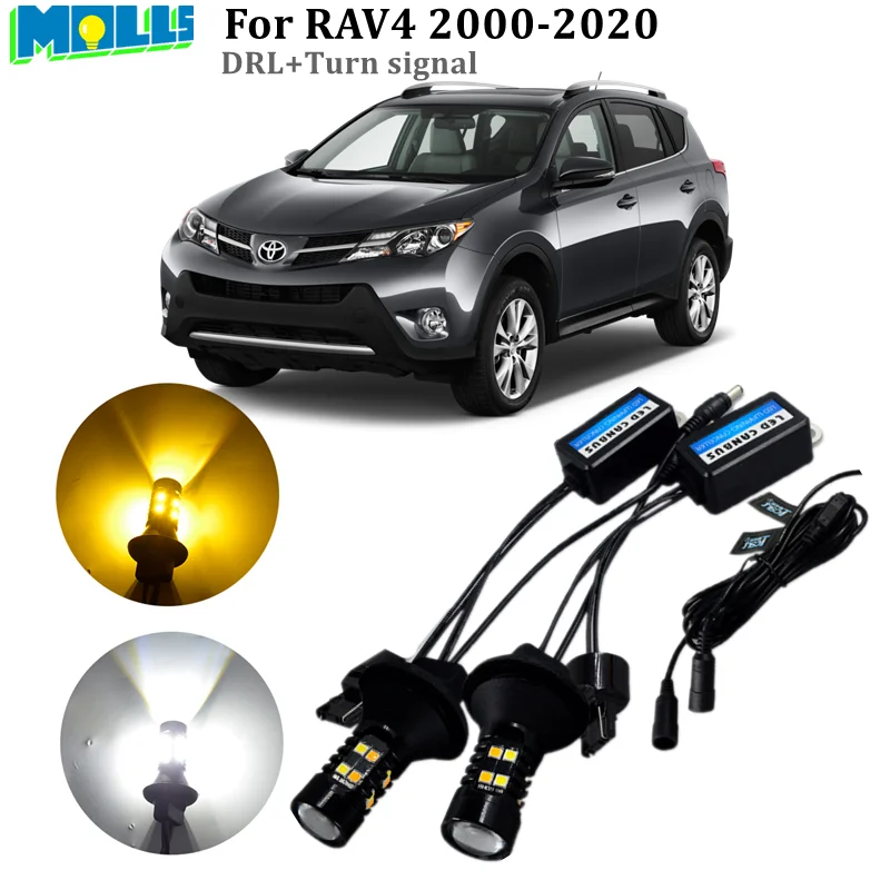 

For Toyota RAV4 2000-2020 XA30 40 50 T20 7440 WY21W turnlight drl led Car daytime running light & Front Turn Signals all in one