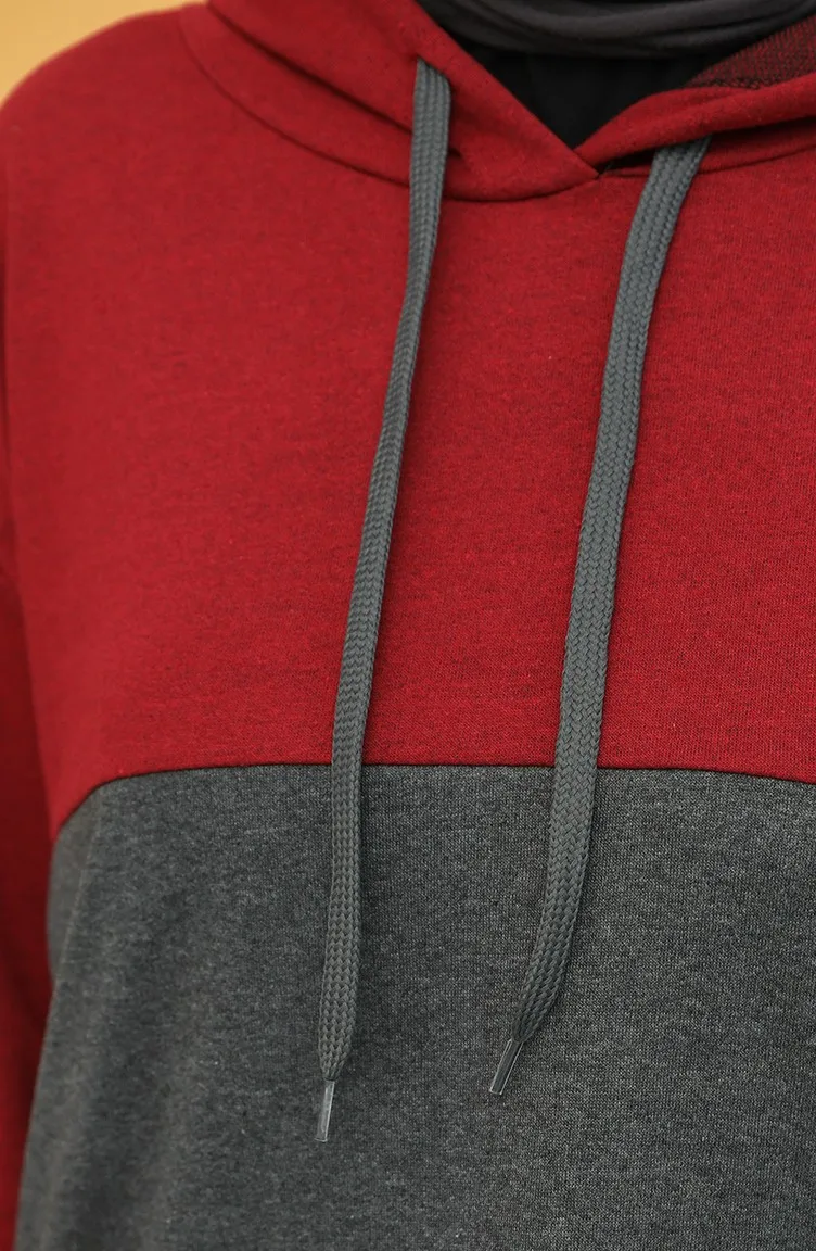 

Hooded Tracksuit Suit Plain Pocket Rope Detailed Waist Elastic Unlined Clothing Seasonal Cottage Two-Tone Sport Women's Garnish