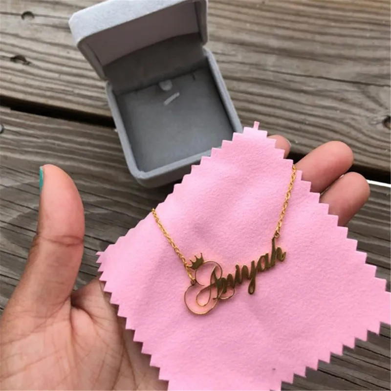 Custom Princess Crown Name Necklace For Women Girl Kids Stainless Steel Personalized Nameplate Choker Necklaces BFF Jewelry