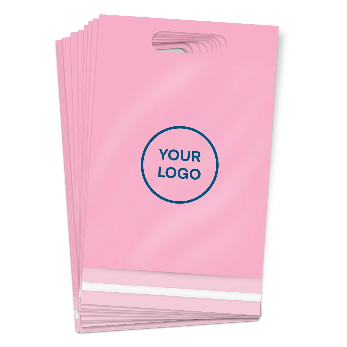 Полиэтиленовые пакеты с розовой ручкой пластиковые логотипом самоклеящиеся и