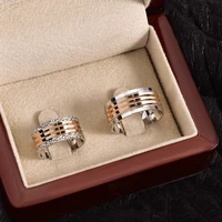 silverfoni 925 sterling real silver wedding rings set for men and women jewelry hand made anniversary gift new season gold plate