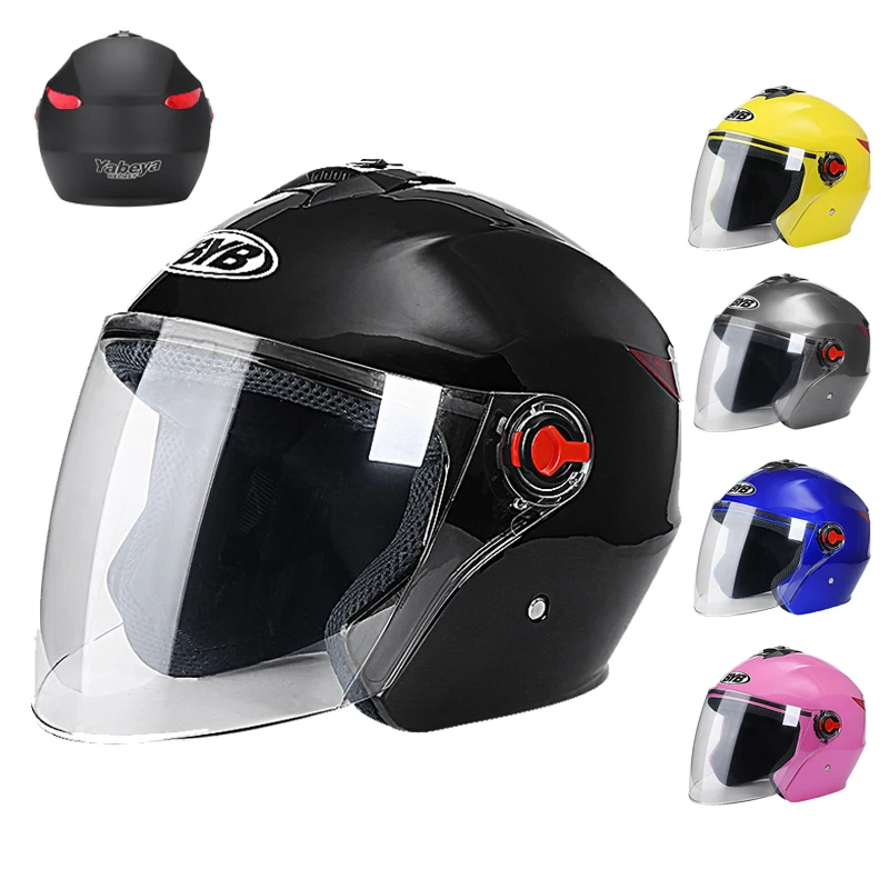 

Мужской электрический мотоциклетный шлем с одной линзой, полушлем, четыре сезона, шлем для скутера, противотуманный козырек, защитный козыр...