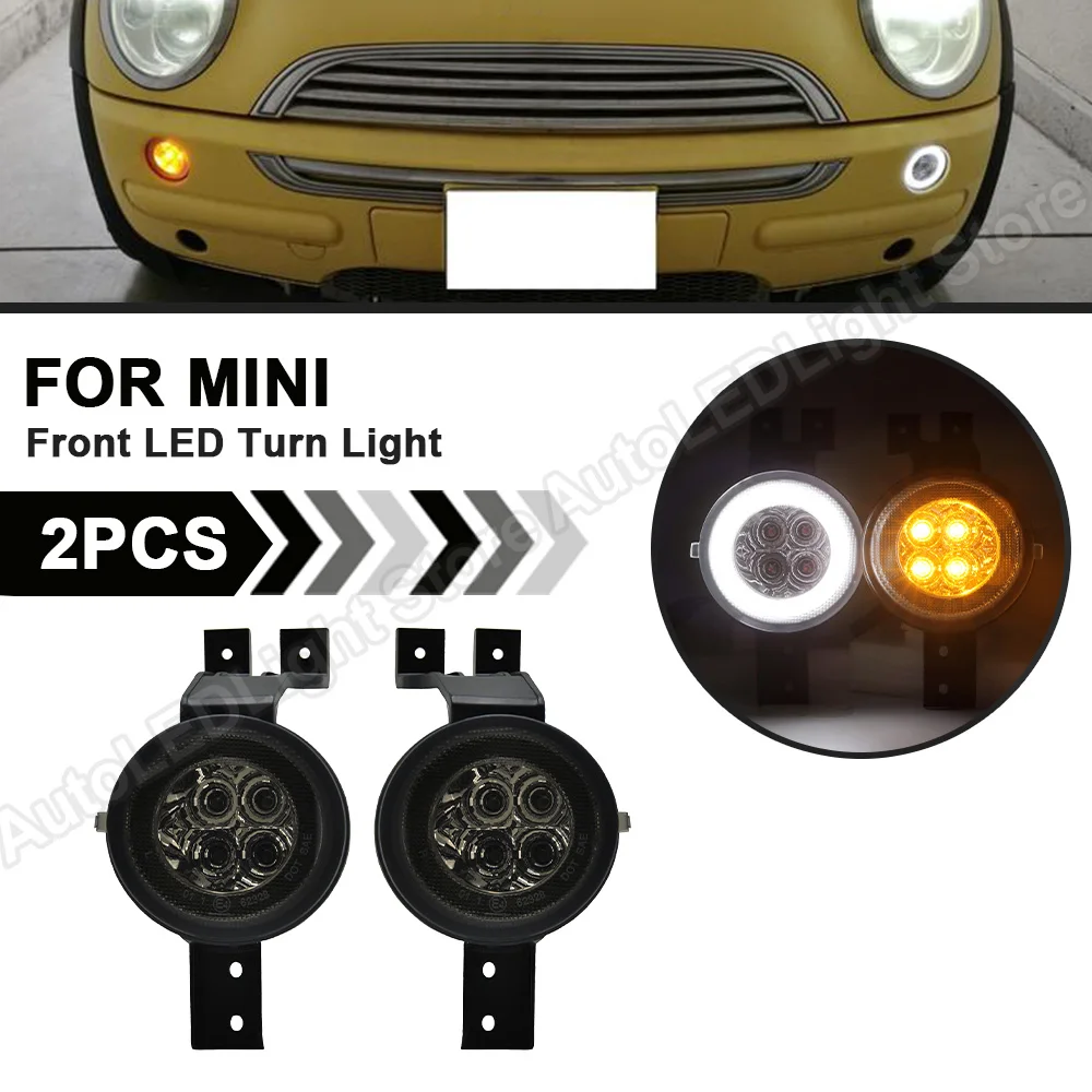 

2PCS For MINI Cooper R50 R53 2000-2006 R52 2002-2008 LED Halo Front LED Turn Signal Lights Corner Lamp Position Light Assembly