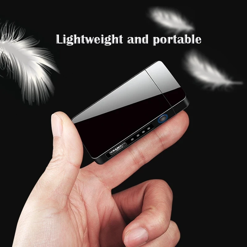 

Briquet lectrique Plasma Double Arc avec affichage alimentation LED, rechargeable USB, en mtal, coupe-vent