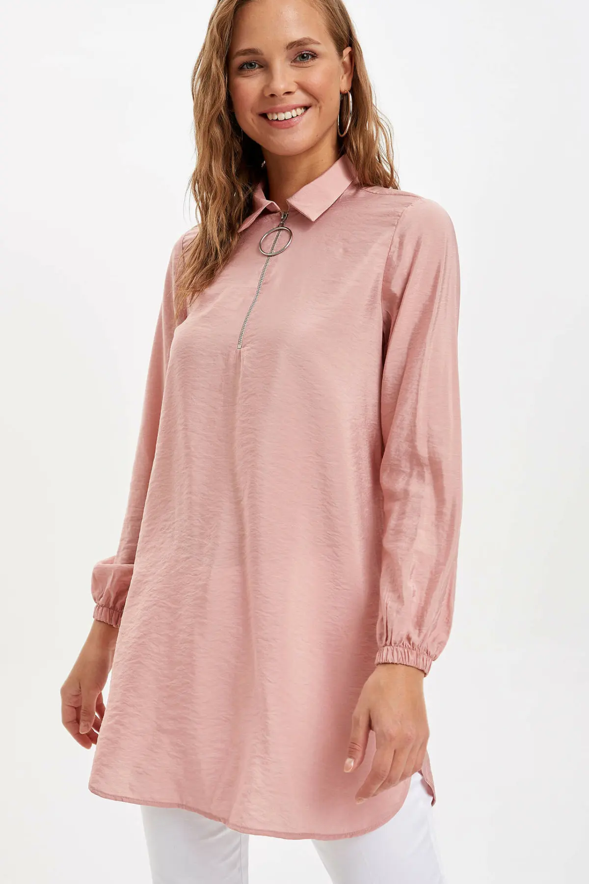 DeFacto Женская Очаровательная цветная блузка женский черный яркий цвет Длинный топ