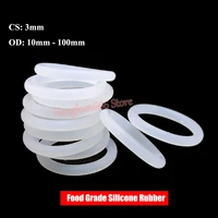 cs 3mm food grade silicone rubber o ring od 10mm 100mm white vmq sealing washer o ring gaskets waterproof and insulated
