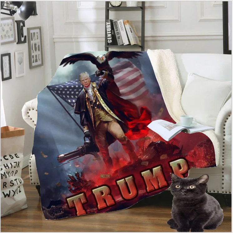 Забавное одеяло для взрослых с 3D принтом Дональда Трампа флисовое стеганное