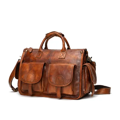 

Men Genuine Leather Messenger Single Shoulder Business Tote Bag Male Natural Skin Briefcase Top Handle Cross Body Bags Handbag