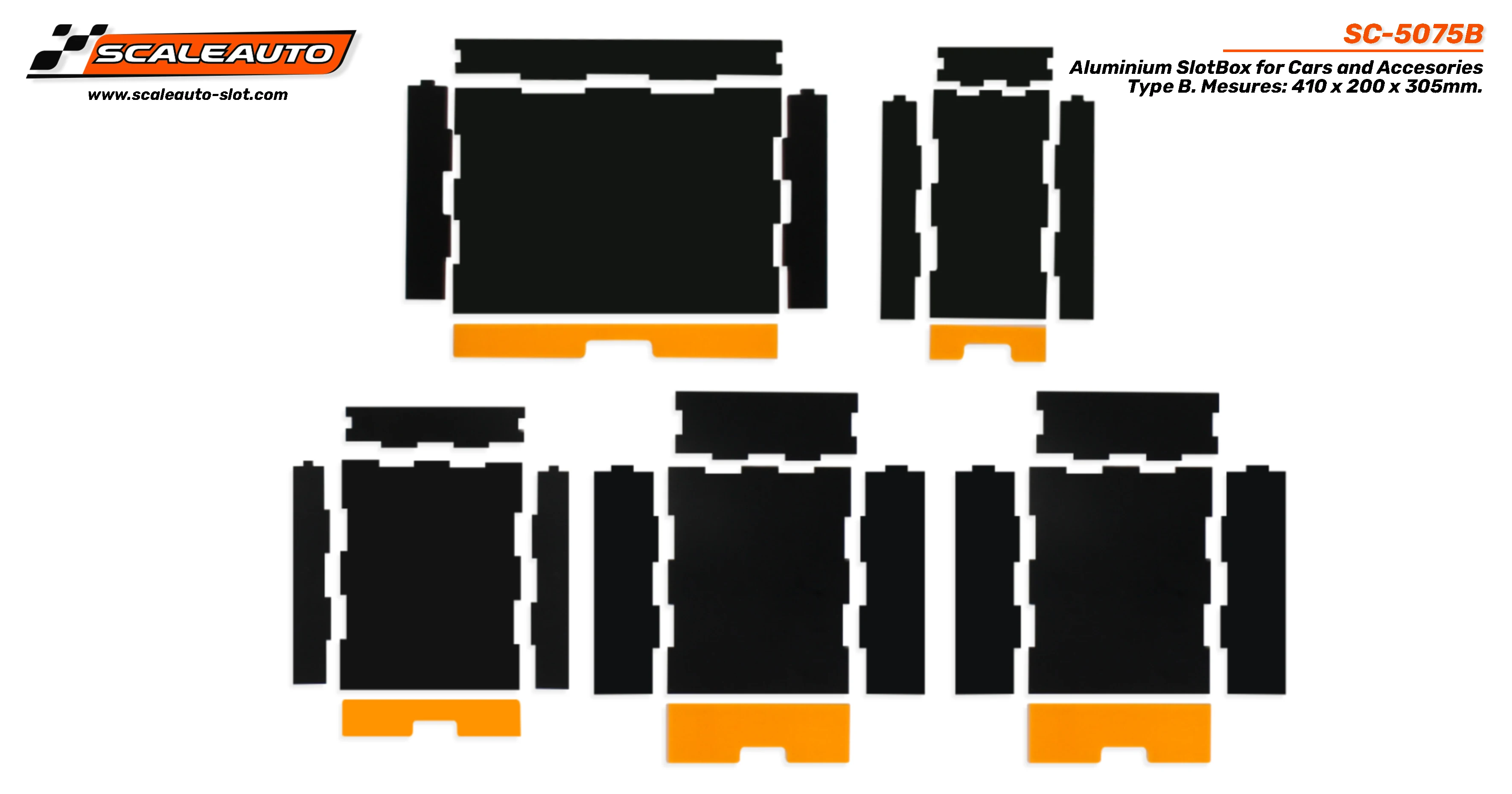 Чехол SCALEAUTO SlotBox для автомобилей и аксессуаров типа B. Измерений 410x200x305mm. |
