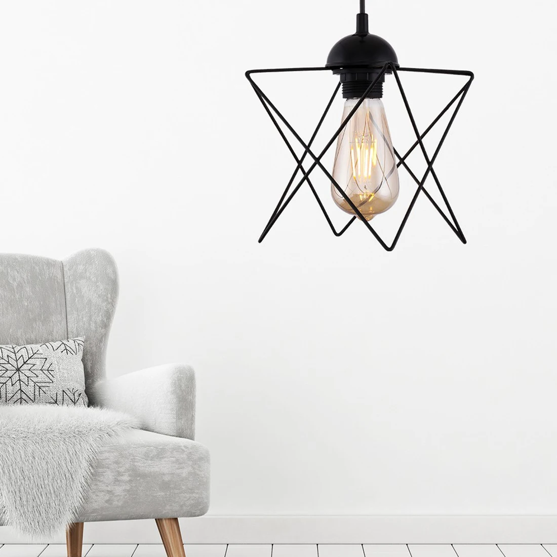 

Modern Stylish Sturdy Mesh Pendant Lamp Chandelier Black And White Two Colors Length Adjustable E27 Lampholder