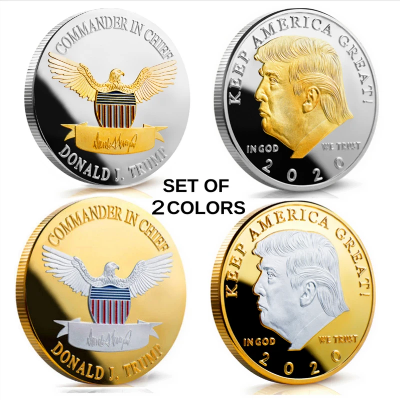 Two Color Set 2 шт./компл. Трамп держать America Great два Цвет доказательство как 40 мм Монеты новые классные Трампа памятная монета собирать монеты - Цвет: Two Color Set