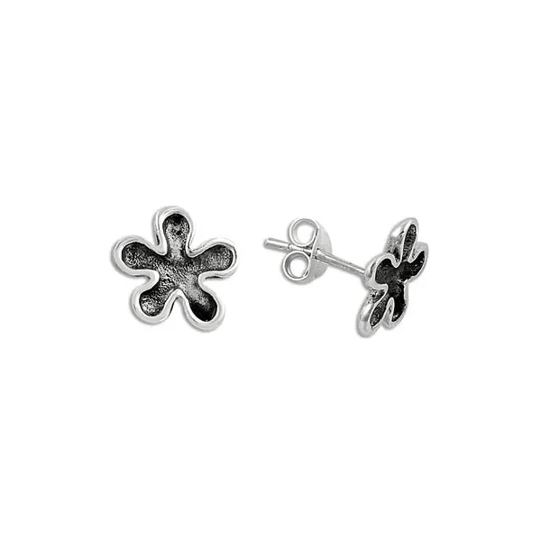 

Серьги из серебра 925 пробы с оксидированным цветком