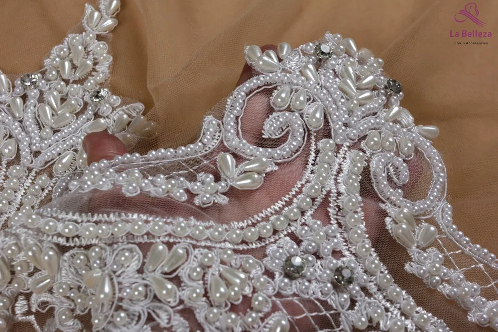 La Belleza, Ширина 23 см, Черное кружево, слоновая кость, ручная работа, кружевная отделка бисером, платье, кружево, вуаль невесты, кружево 1 ярд