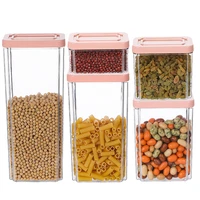 5pcs transparent sealed grain tank kitchen food storage container airtight cereals cans with lid