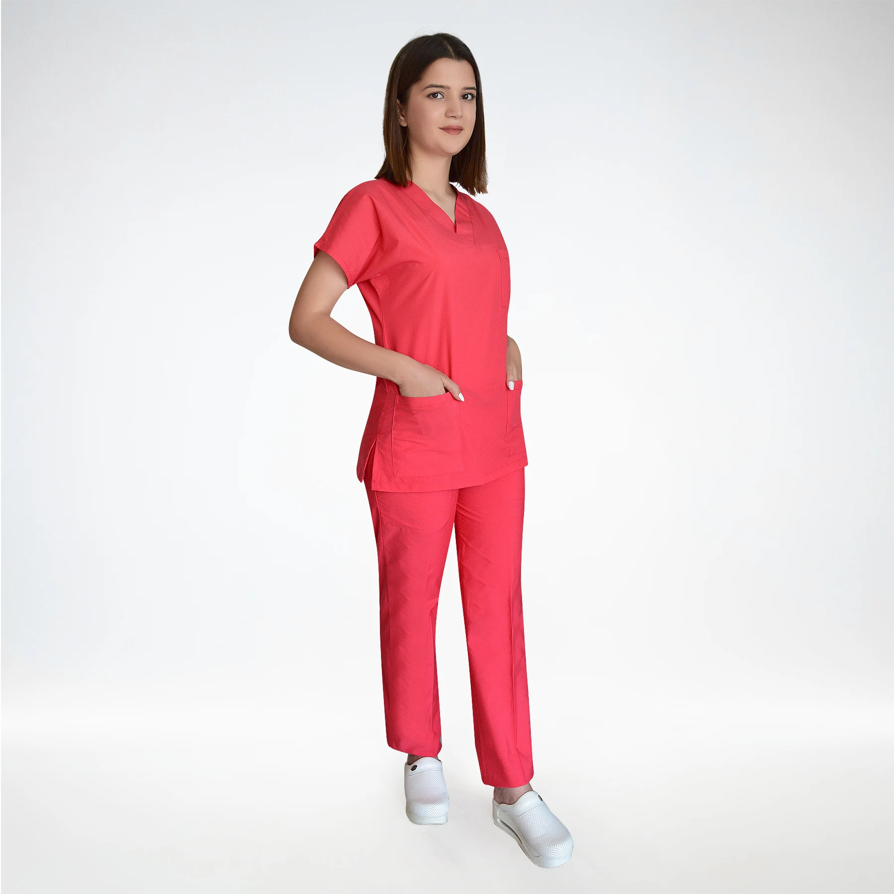 

Nur Ortopedi Unisex Light Red Doctor Nurse Hospital Cook Medical Terry Cotton Suıt ( top+ pants)