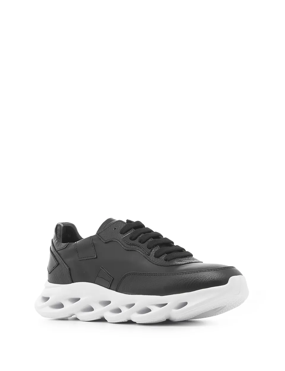 

ILVi-Genuine Leather Handmade Wow Men's Sneaker Black Leather Men Shoes
