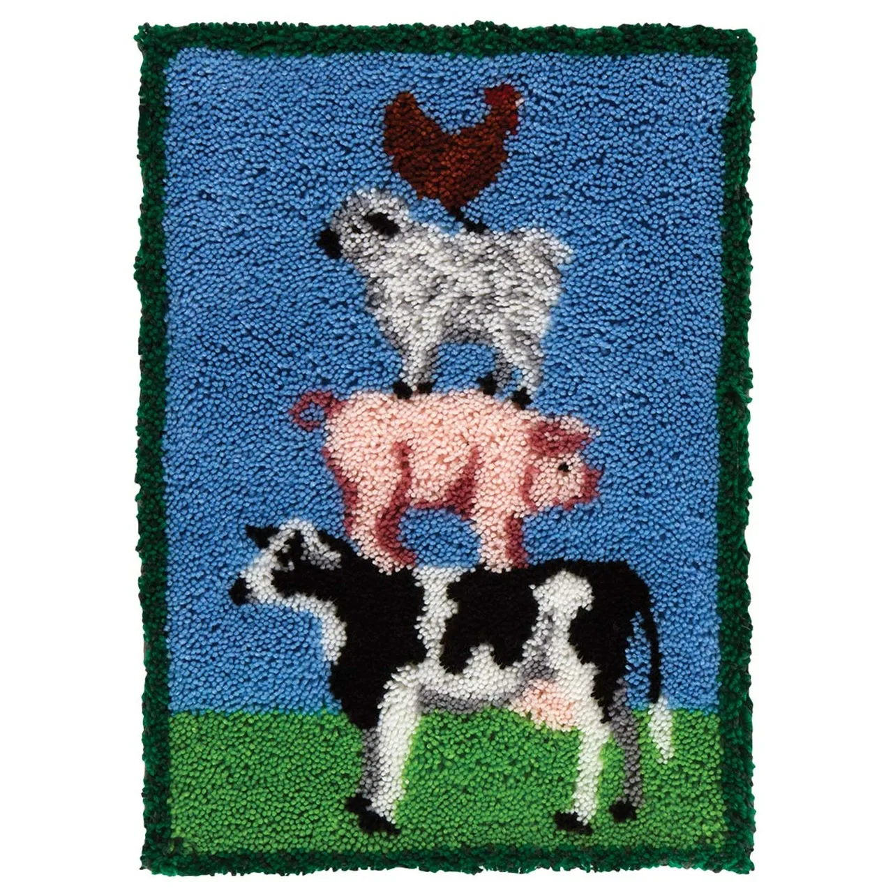 

Latch Hook Kits Farmhouse Stack Wall Hanging DIY Carpet Rug Pre-Printed Canvas with Non-Skid Backing Floor Mat 60x80cm