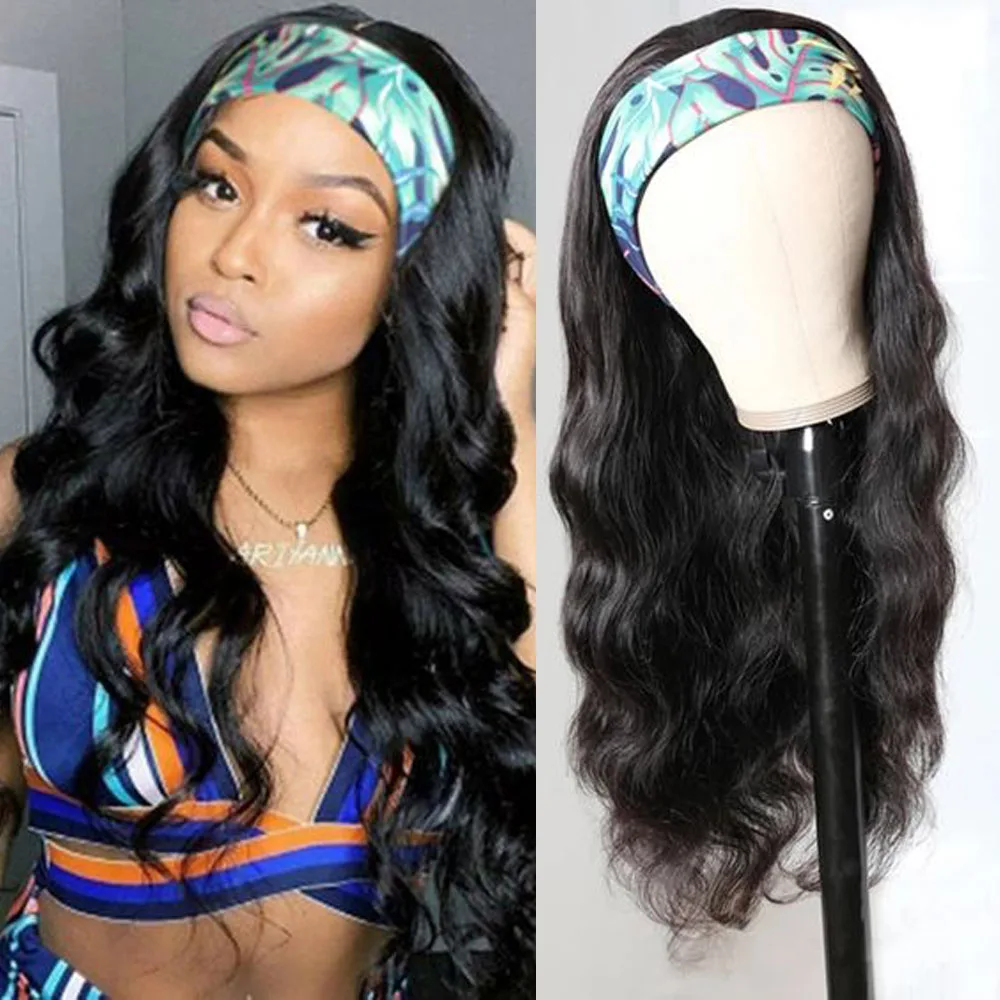 Clearence Body Wave Wig Headband Wig Human Hair Wigs For Black Women Remy Hair Scarf Wig Glueless Brazilian Head Band Half Wigs