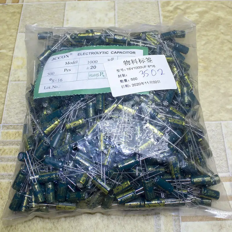1000 мкФ*16 В электролитический конденсатор 1000uF/16V ±20% LowESR 40+105°C 8*16мм производство