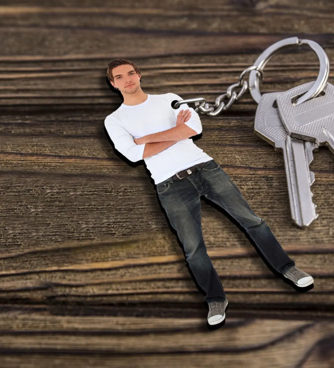 

Персонализированные лазерная резка фото деревянный Keychain-1