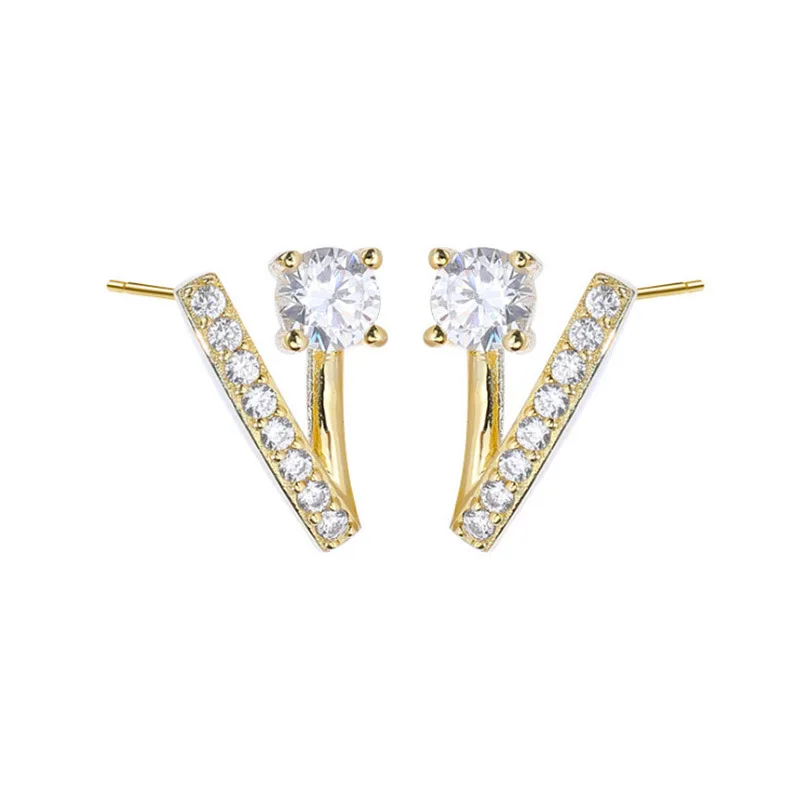 CZ Цирконовые серьги в форме буквы V, изысканные маленькие серьги для женщин, ювелирные изделия, лучший подарок для подруги, Бижутерия Femme, День рождения.