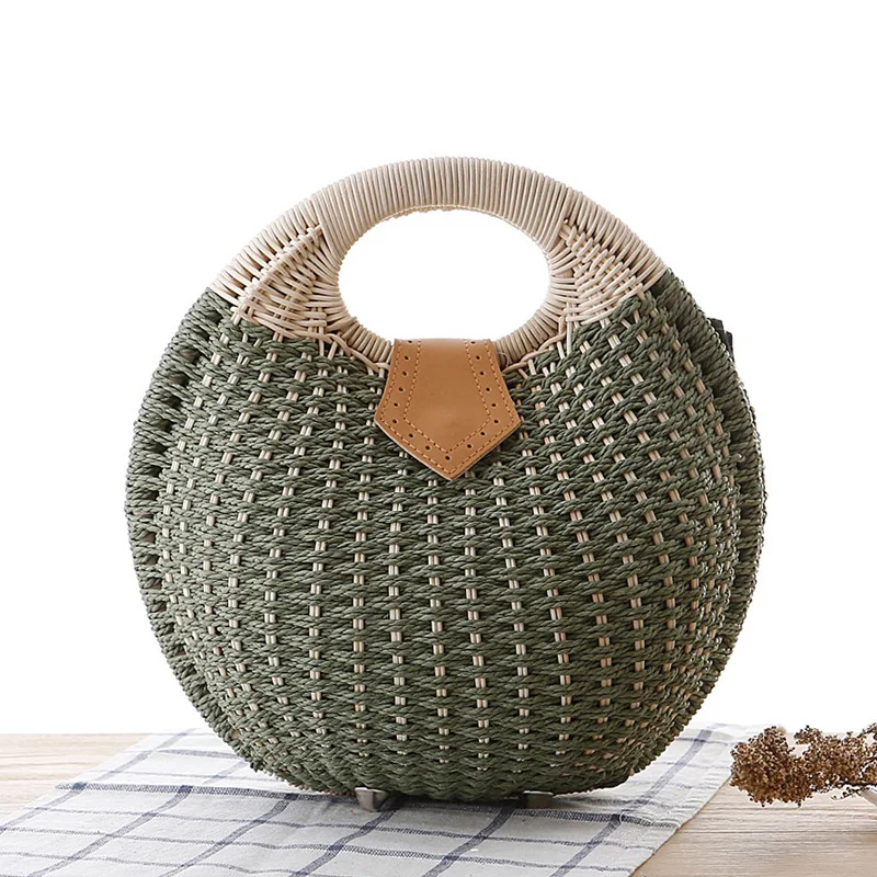 

New fashion shell handbag personality cute rattan bag straw bag woven female bag leisure bag