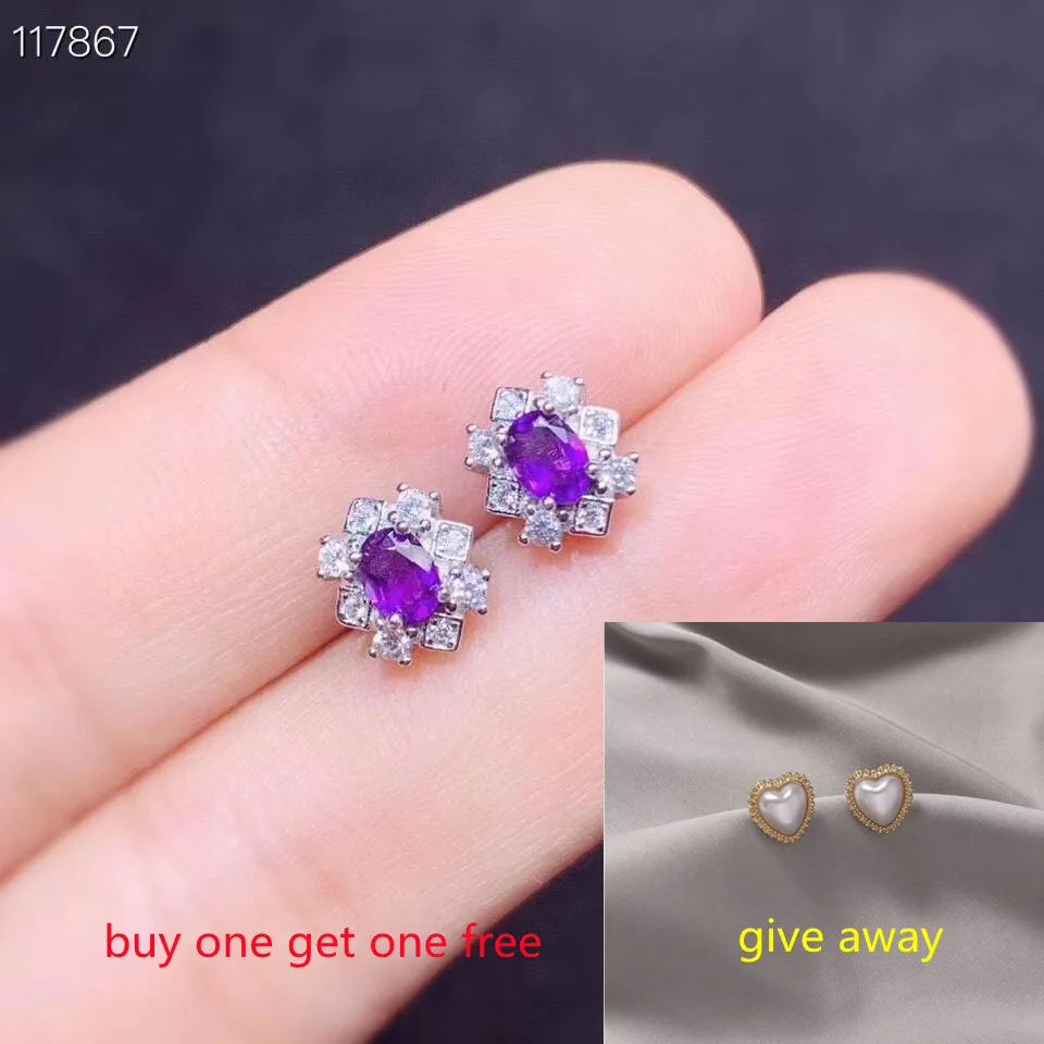 

KJJEAXCMY Fine Jewelry Amethyst 925 Sterling Silver Popular Girl Earrings New Ear Studs Support Test Hot Selling