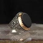Оникс, с принтом под камень 925 пробы серебро Для мужчин, кольцо, кольцо из нержавеющей стали