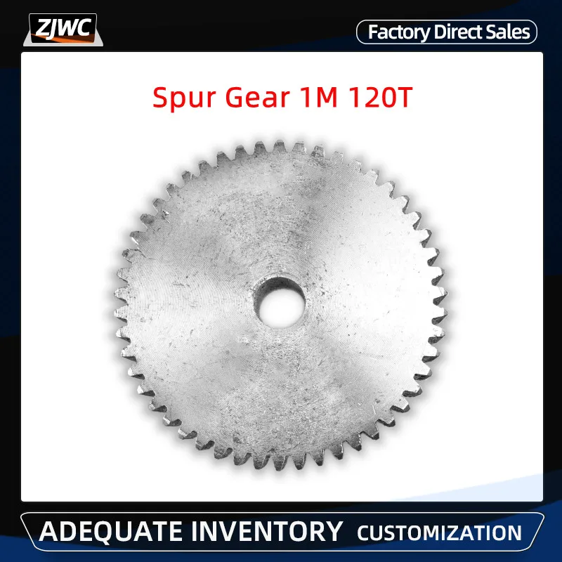 

1PC Spur Gear 1M 120T rough Hole 10mm gear wheel 45# steel Material motor gear Total Height 10mm