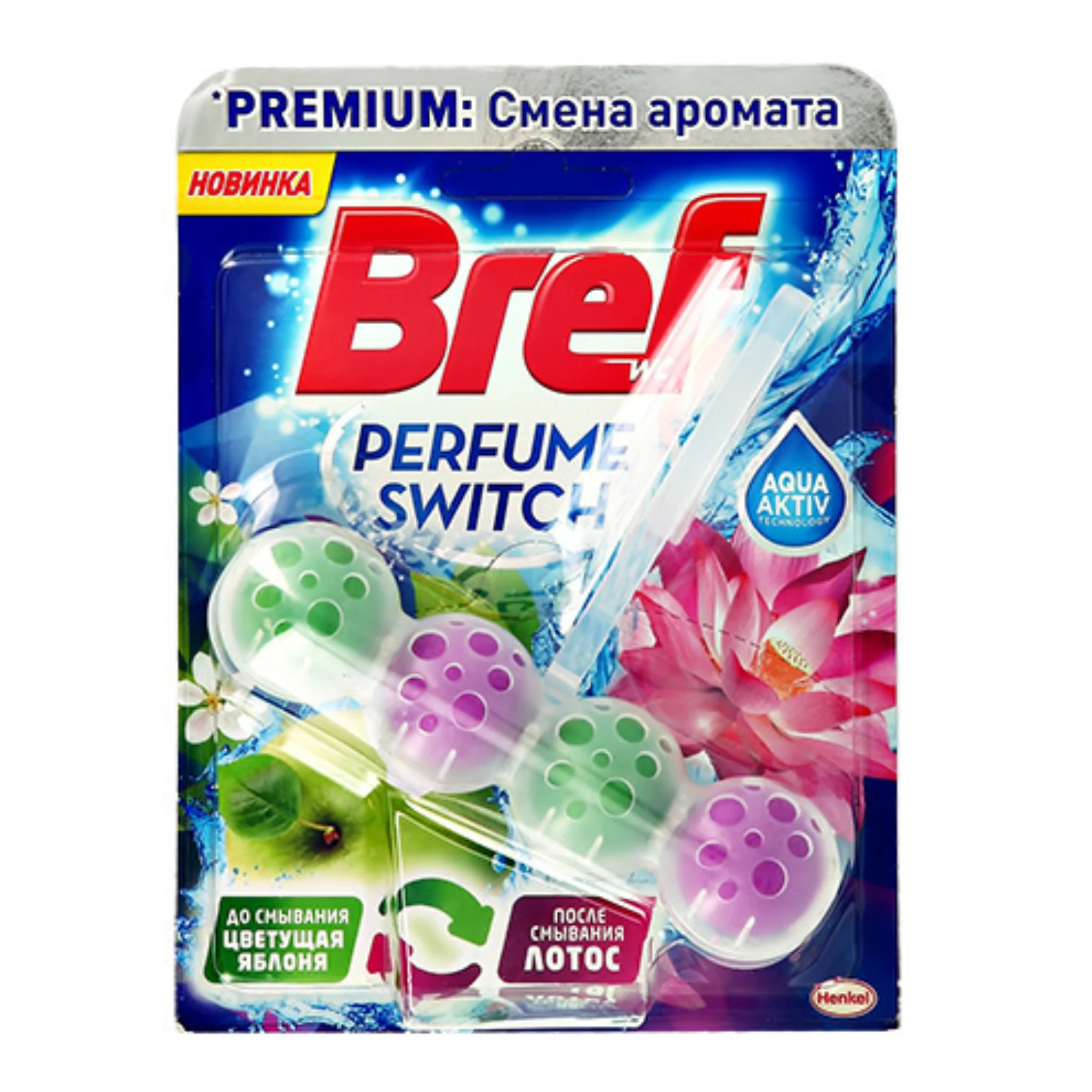 Блок туалетный для унитаза BREF PERFUME SWITCH Цветущая яблоня-лотос 50 г
