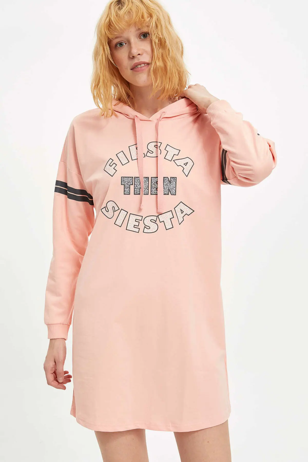 Дефакто толстовки женские модные с капюшоном трикотажные платья повседневные