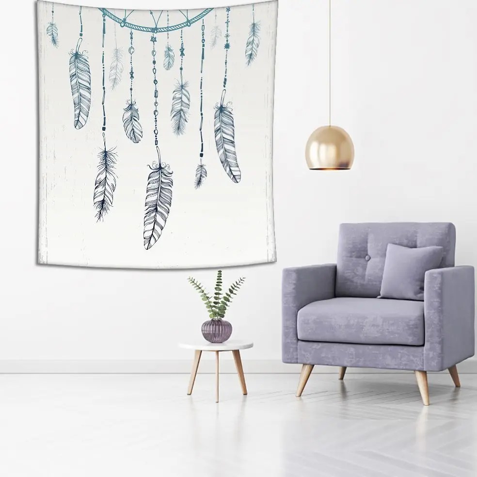 Гобелен Ловец снов с перьями шикарный бохо стиль украшение дома этническое