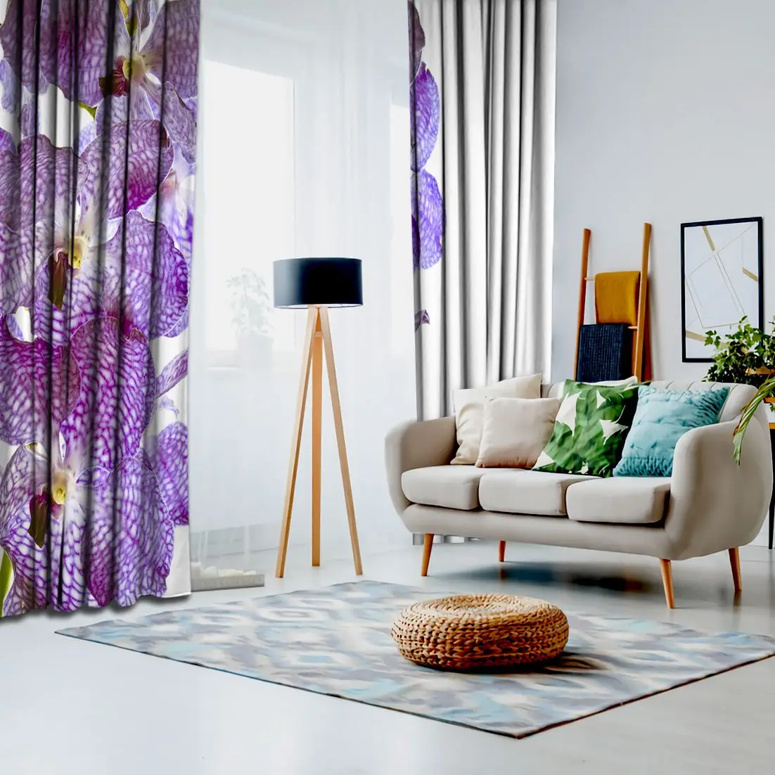 Занавеска Орхидея цветы экзотические тропические природа цветочные