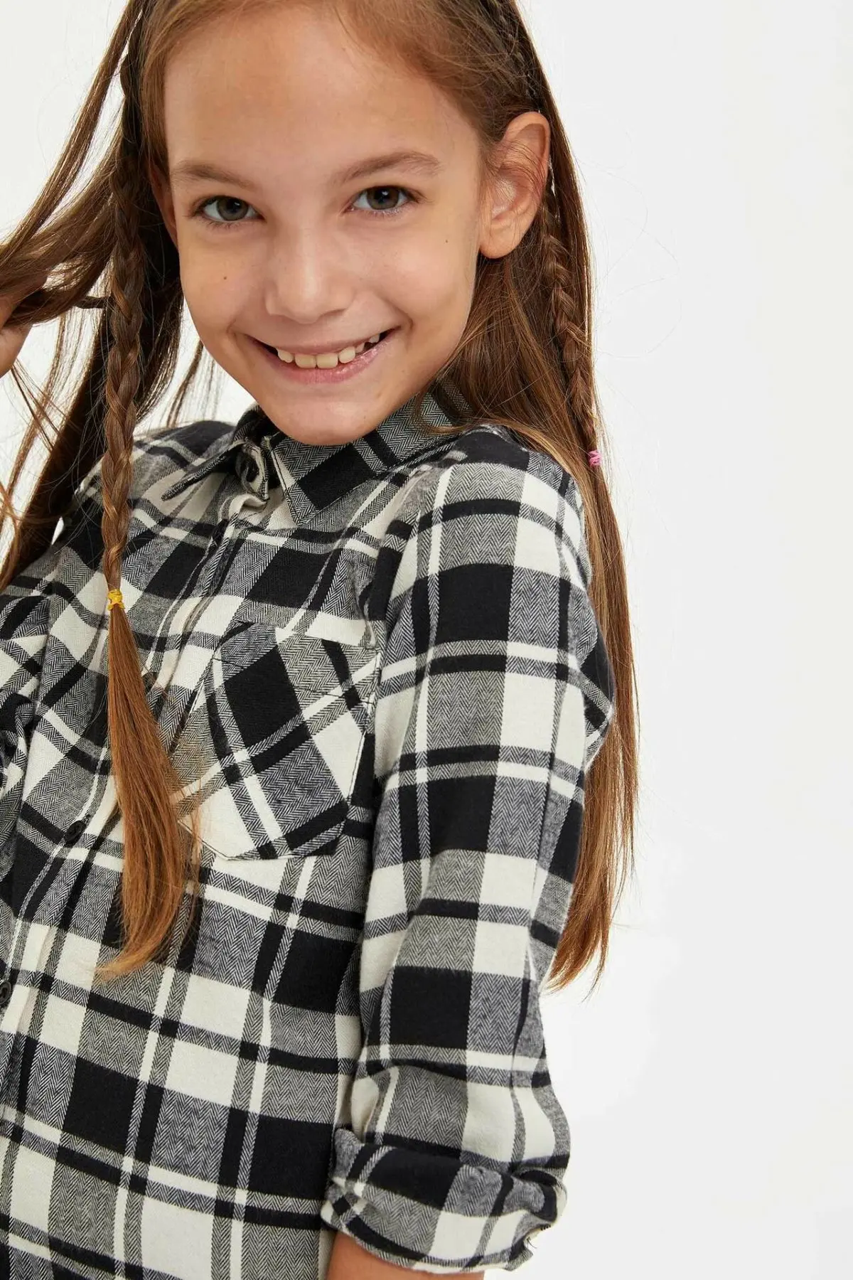 DeFacto/Модная рубашка с длинными рукавами и отворотами для девочек повседневные