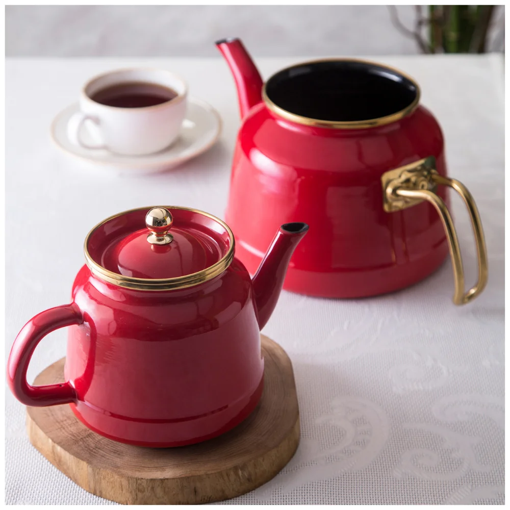teapot with induction base enamel material maxi sized kitchen tool home useful appliances red and white colored free global shipping