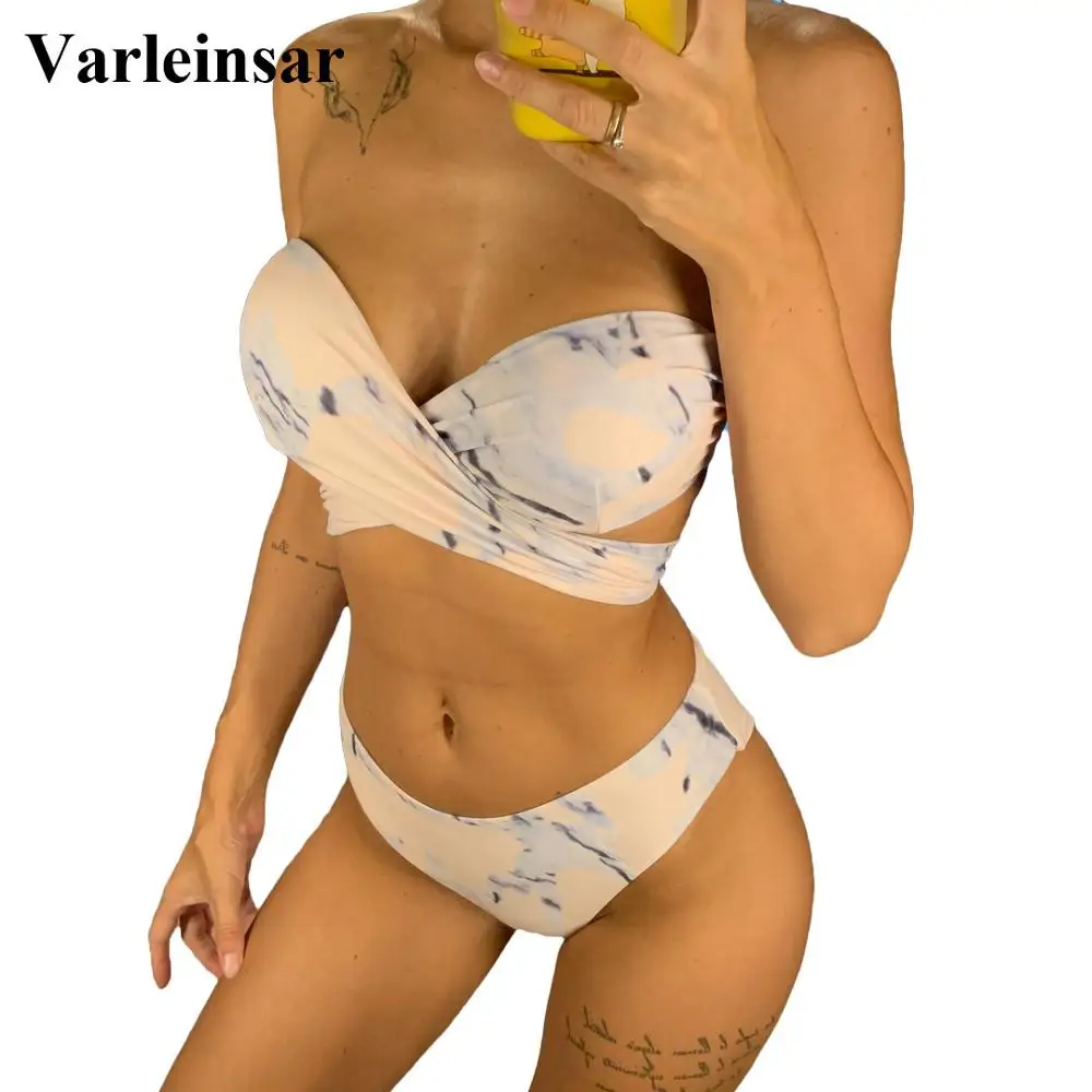 Купальник бандо с пуш апом купальник высокой талией 2020 женский комплект бикини