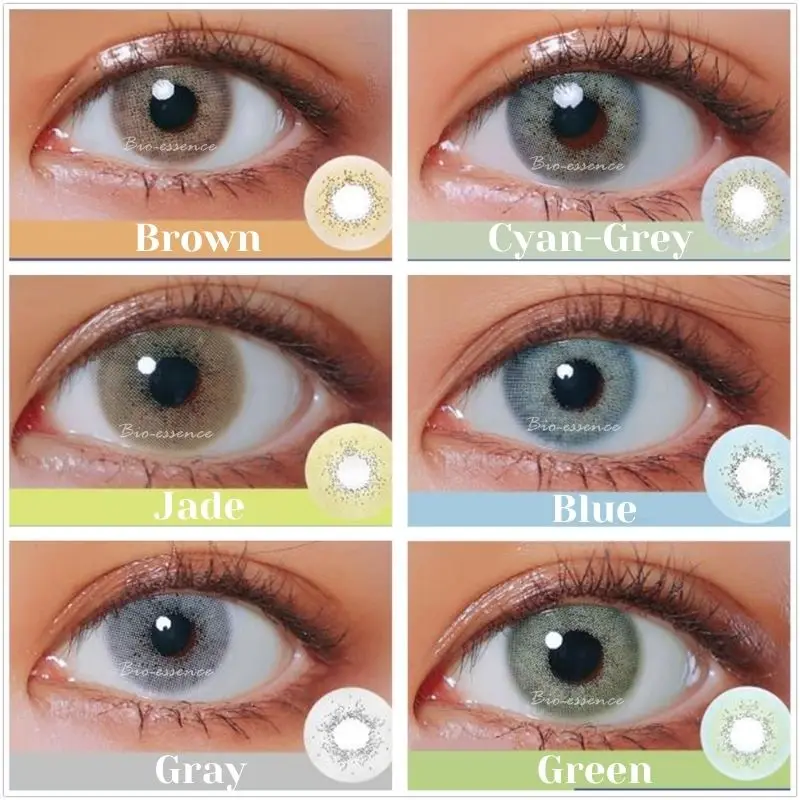 

Bio-essence 2pcs/1Pair Colored Lenses With Diopters Prescription Ocean Contact Lenses Yearly Cosmetic Lentillas Graduadas