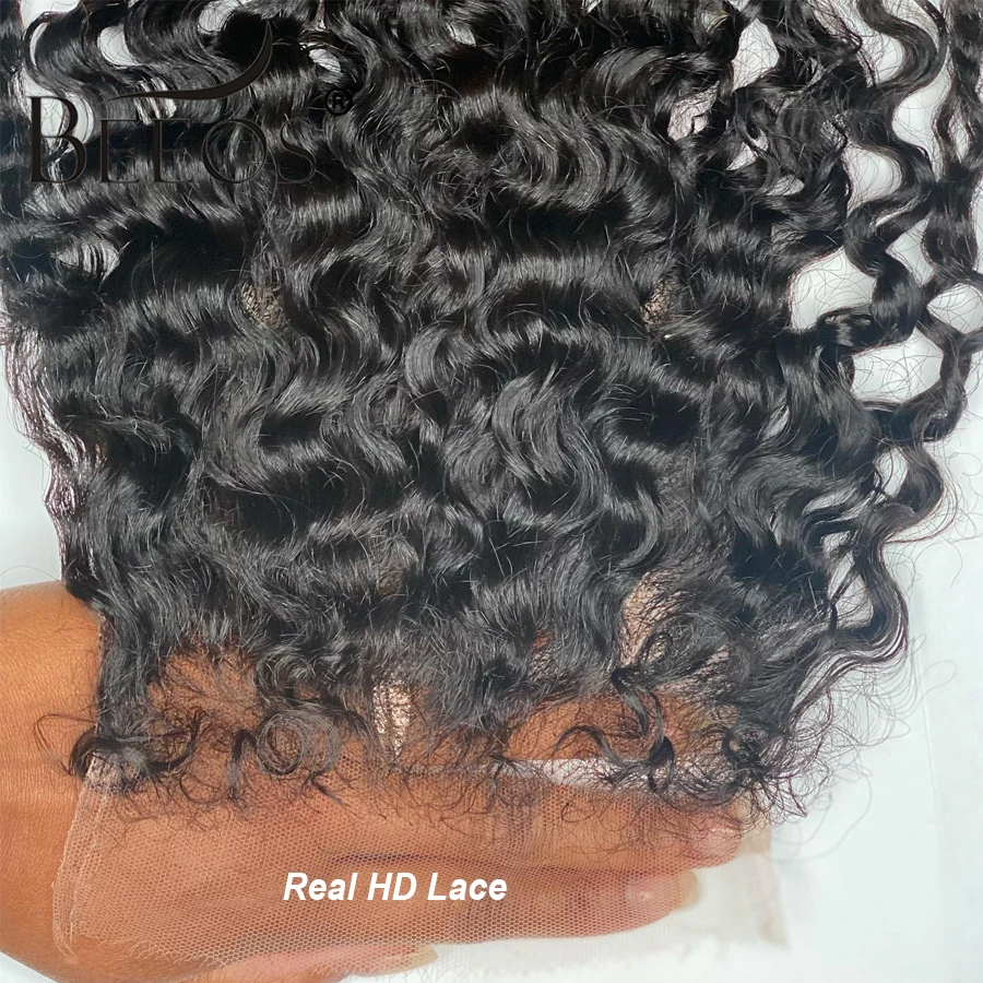 BEEOS Deep Curly 6x6 5x5 HD Lace Closure Only Skinlike 13x6 HD Lace Frontal Pre plucked Brazilian Human Hair HD Transparent Lace