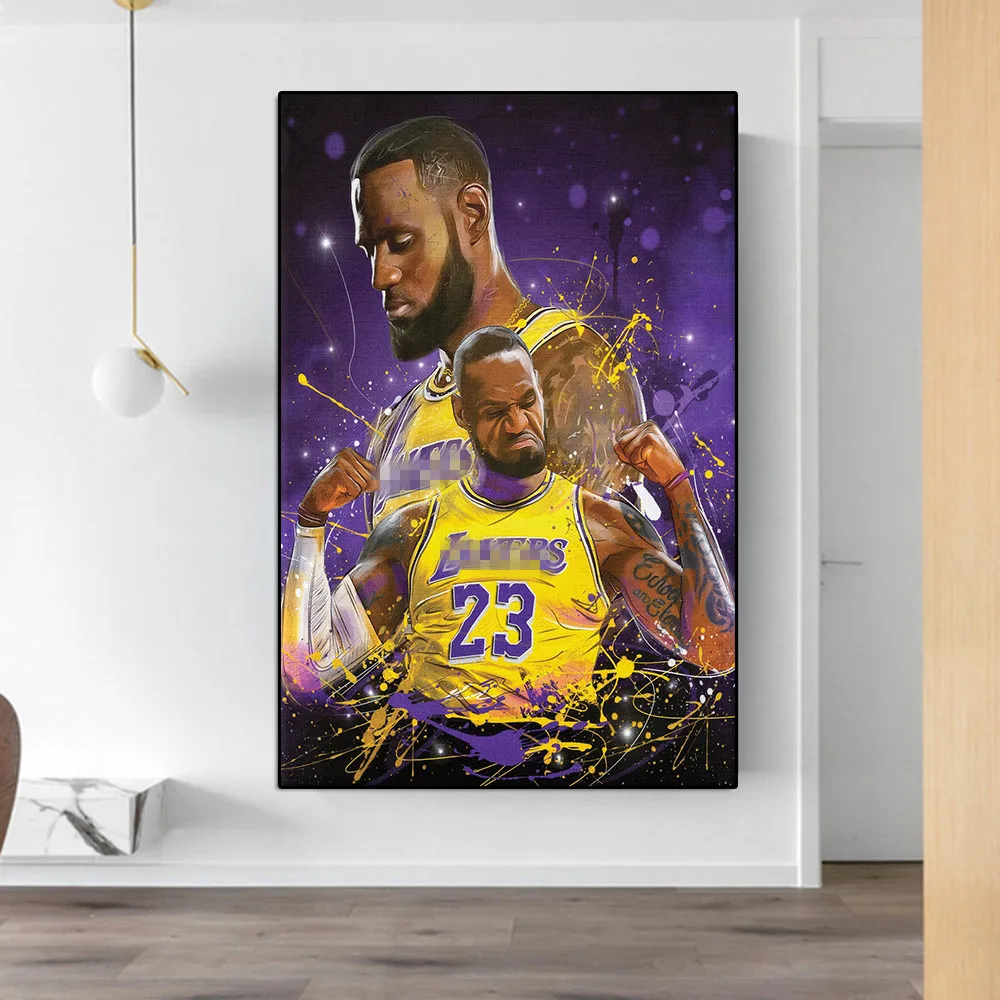 

Famous Basketball Player James Graffiti Art Canvas Painting Sports Star Portrait Poster Wall Art Living Room Home Decoration