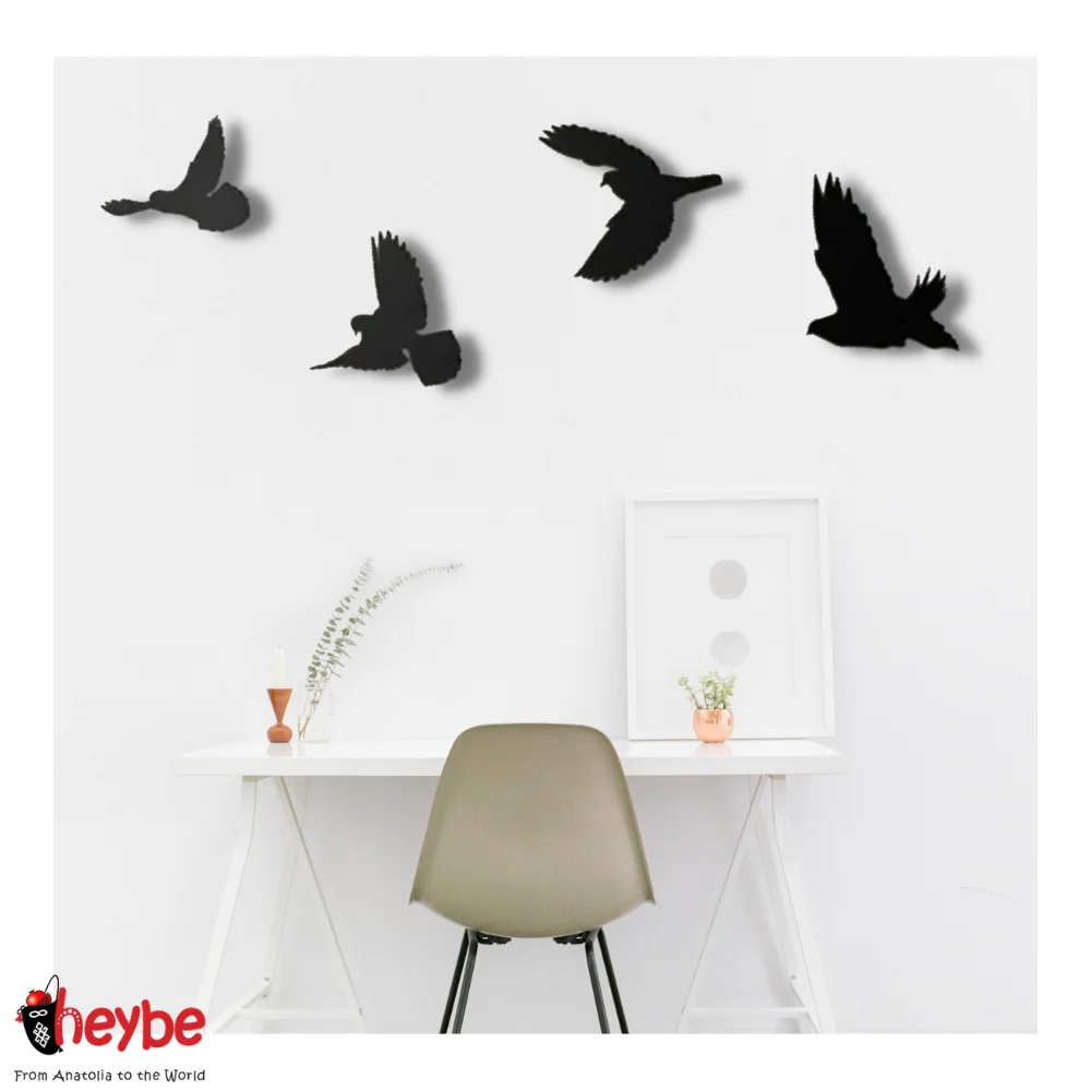 Деревянный Настенный декор и искусство птицы Летающие на ветке украшение для