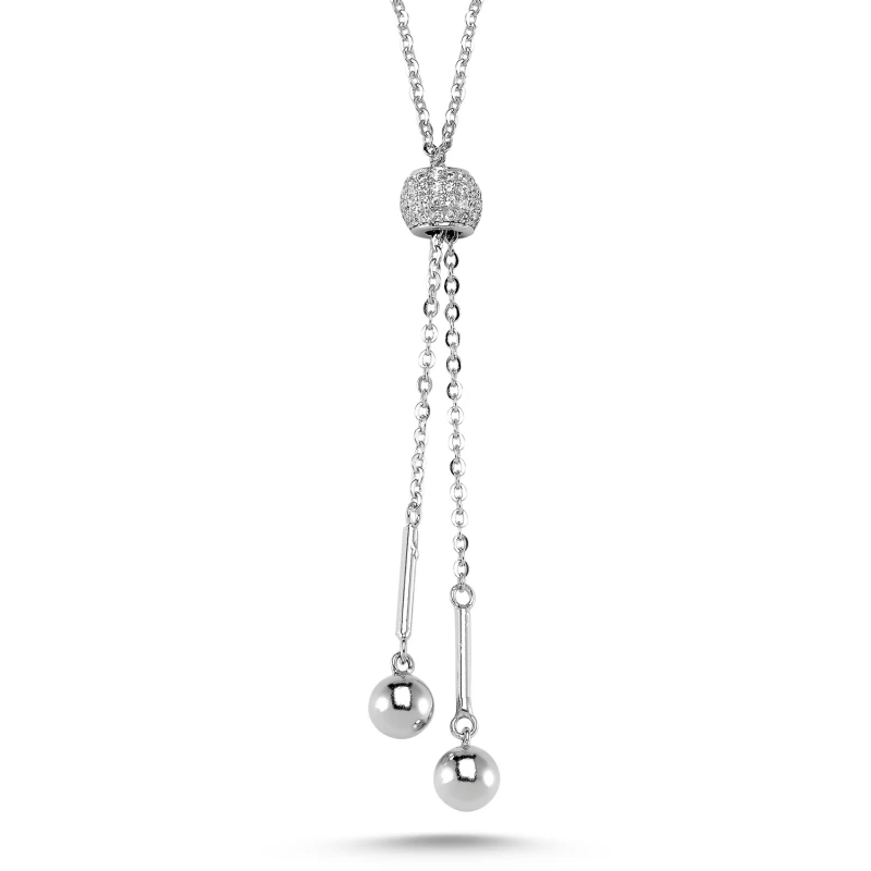 

Silver 925 Sterling Rhodium Plated Zircon Cubic Zirconia Adjustable Necklace