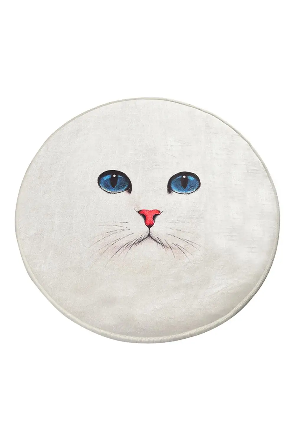 

Antdecor White Cat Themed Round Bath Rug Area Rug Round Rug 40" 100 cm