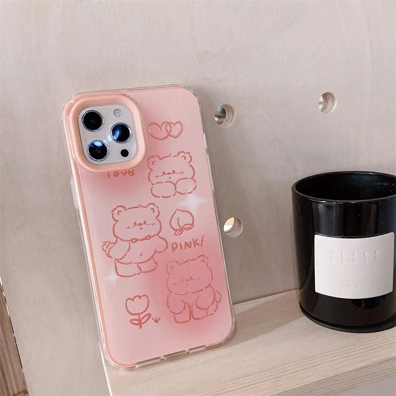 

ins pink blooming bear apple 11/12 mini XS XR 7 8 plus Pro Max mobile phone iPhone new applicable 7/8p all-inclusive xr female