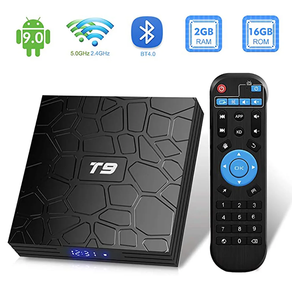 T9 4 Гб 64 ГБ Android TV Box 9 0 RK3318 четырехъядерный 2 4/5 ГГц WiFi Bluetooth 4K 3D HDMI DLNA Youtube IPTV