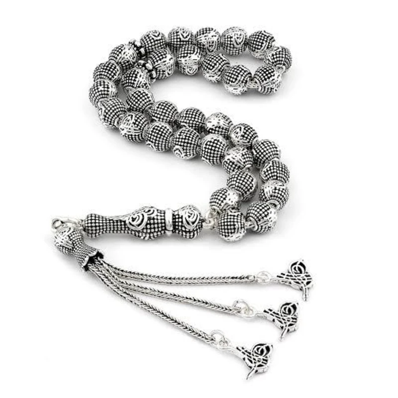 

925 Sterling Silver Ottoman Tughra Rosary (Tasbih) Fashion Turkish Premium Quality Handmade Jawelery